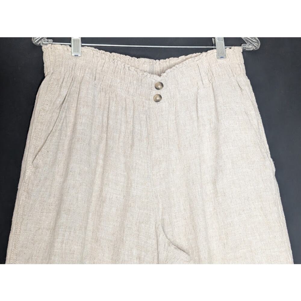 BRIGGS Womens Large Linen blend pull On Tan Pants Minimalist hippie natural - Picture 4 of 8